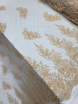 Beaded Embroidered Bridal Lace Champagne