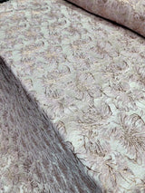 Brocade Jacquard Floral Metallic Rose Gold Pink
