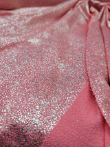 Stretch Spandex Fabric Vibrant Coral Gold Shimmer