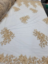 Beaded Embroidered Bridal Lace Champagne