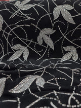 Silver Glitter Floral Black Spandex Fabric