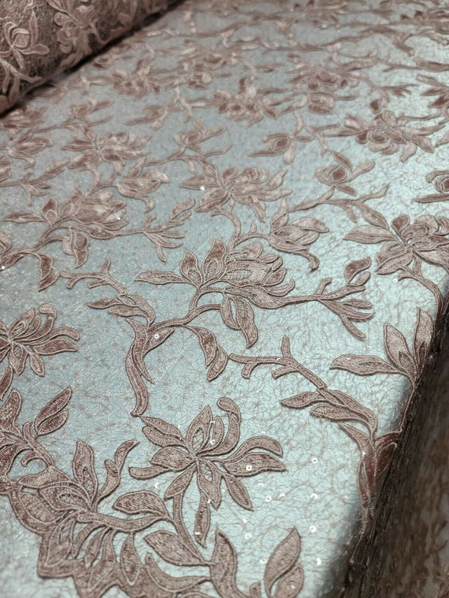 Embroidered Lace Guipure Mesh Dusty Rose