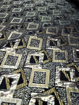 Brocade Jacquard Black Gold Geometric