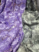 Sequined Lace Embroidery Fabric Lavender