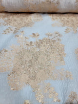 Floral Brocade Fabric White Organza Base