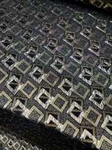 Brocade Jacquard Black Gold Geometric