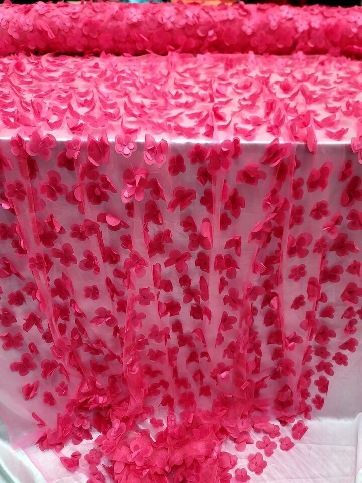 3D Floral Lace Fuchsia with Butterflies