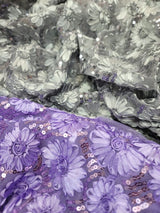 Sequined Lace Embroidery Fabric Lavender