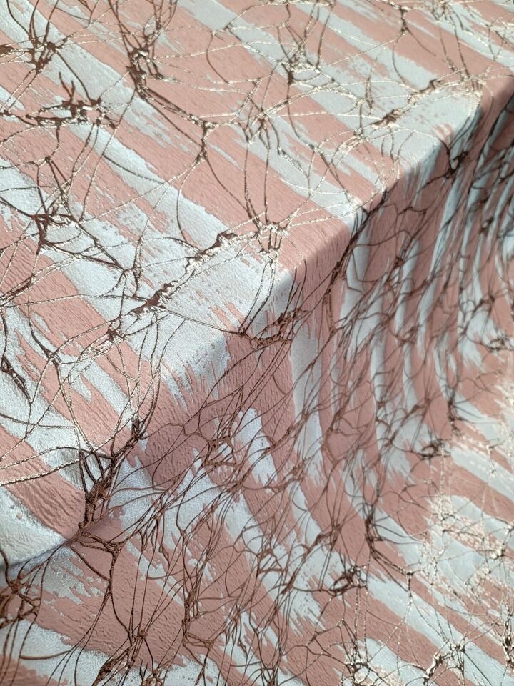 Brocade Jacquard Metallic Rose Gold Fabric
