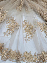 Beaded Embroidered Bridal Lace Champagne