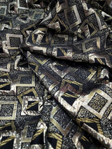 Brocade Jacquard Black Gold Geometric