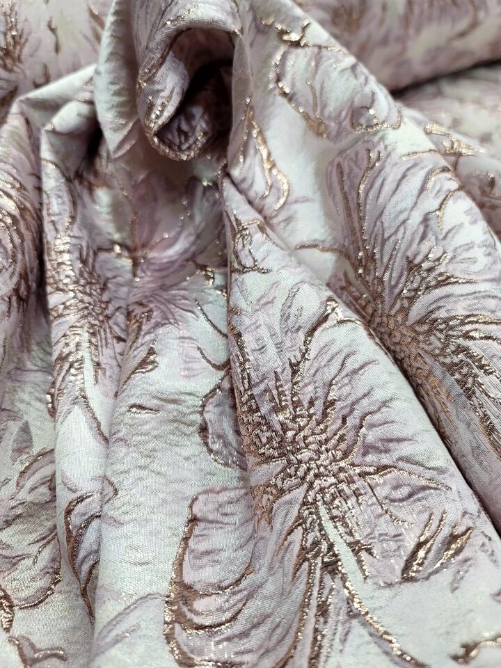 Brocade Jacquard Floral Metallic Rose Gold Pink