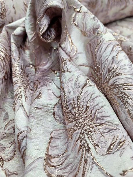 Brocade Jacquard Floral Metallic Rose Gold Pink