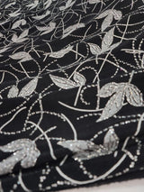 Silver Glitter Floral Black Spandex Fabric