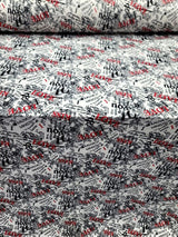 Rayon Jersey Spandex Knit Fabric - Newspaper Love Kiss Print