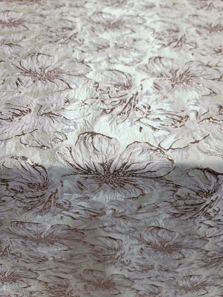 Brocade Jacquard Floral Metallic Rose Gold Pink