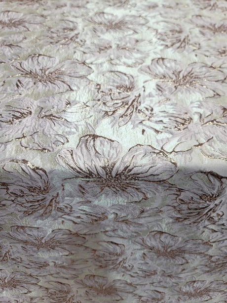 Brocade Jacquard Floral Metallic Rose Gold Pink