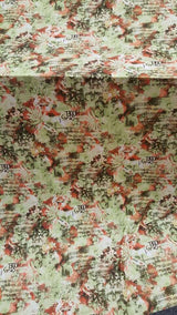 Stretch Spandex Floral Fabric Green Orange