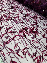 Sequined Floral Lace Embroidery in Eggplant