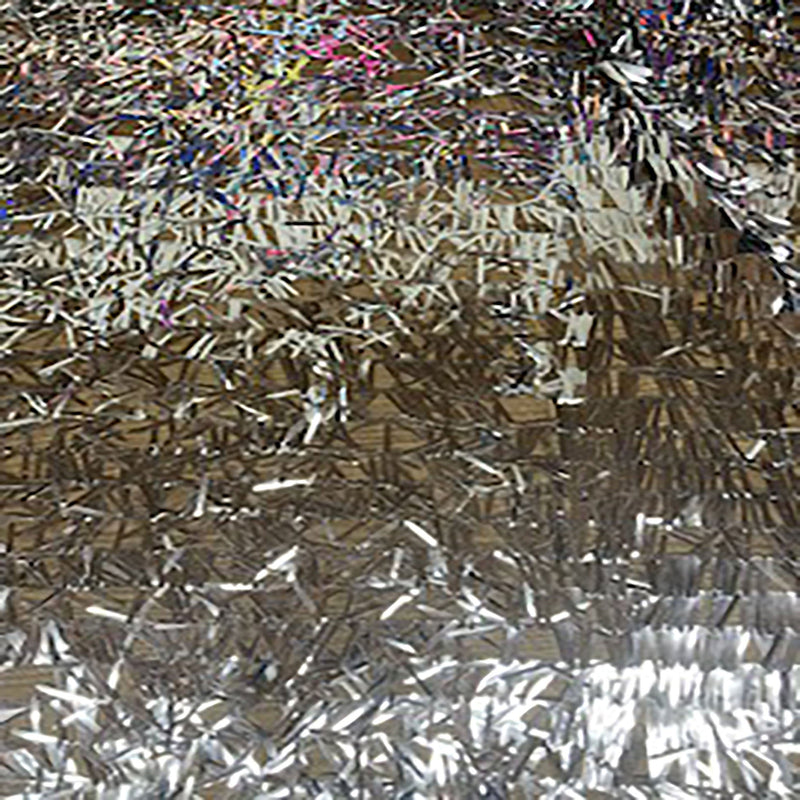Sequin Mesh Fabric Sword Shape Black Silver 54"