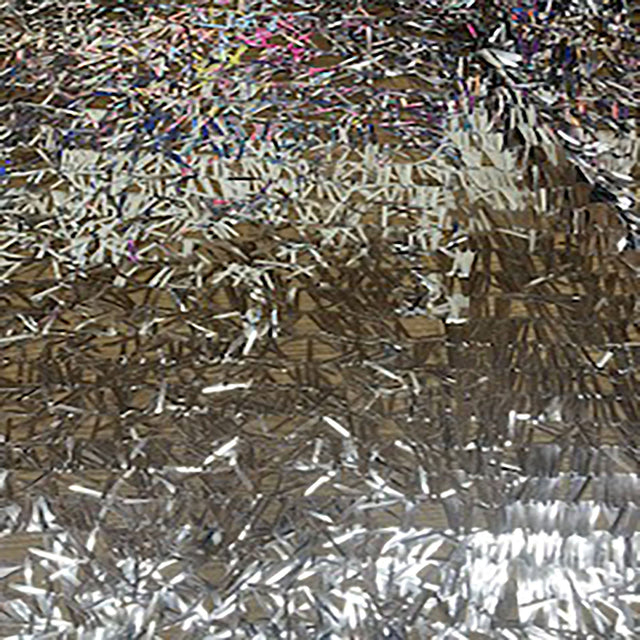 Sequin Mesh Fabric Sword Shape Black Silver 54"
