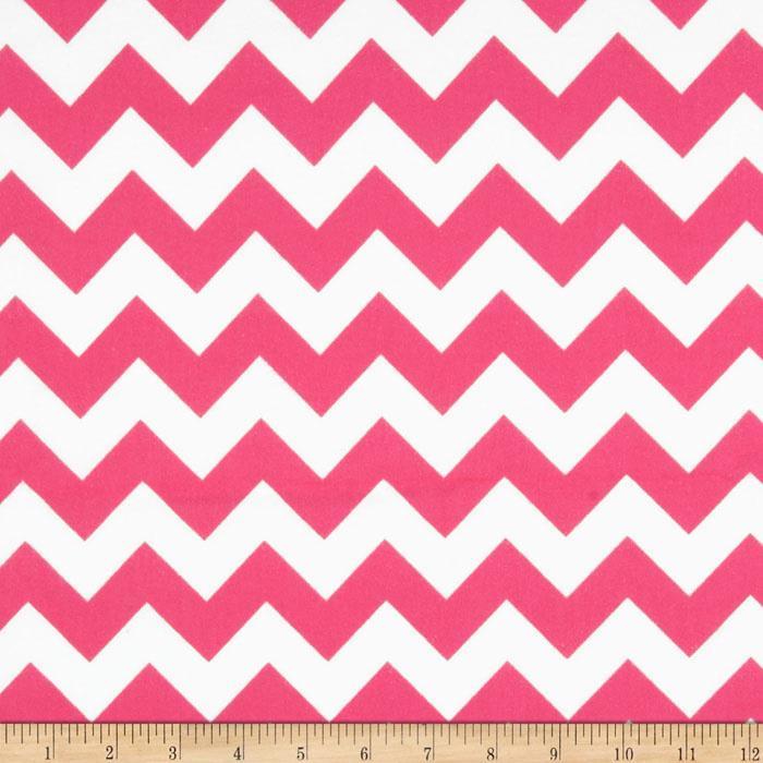 1″ One Inch Pink and White Chevron Poly Cotton Fabric,