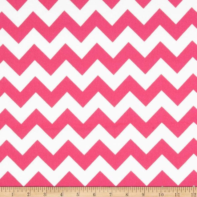1″ One Inch Pink and White Chevron Poly Cotton Fabric,