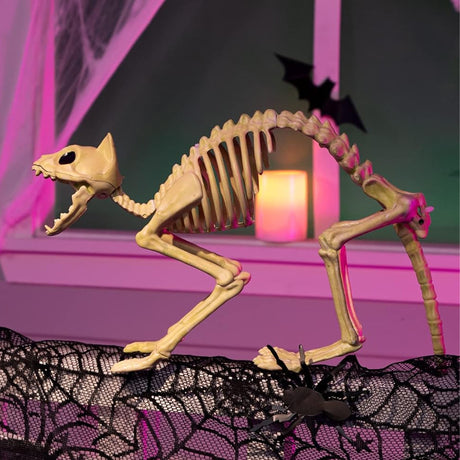 Skeleton Cat Halloween Decoration – 18" x 5.5" x 10.25"