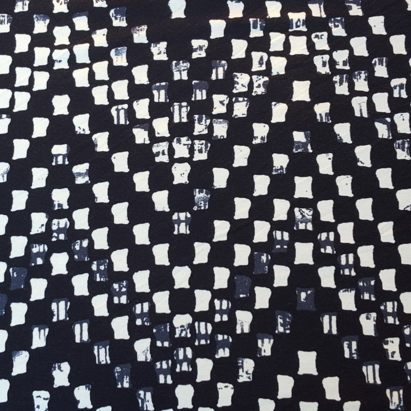 Printed Rayon Spandex Dark Navy Beige
