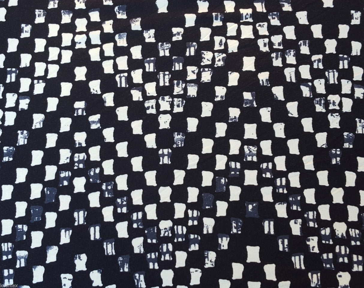 Printed Rayon Spandex Dark Navy Beige
