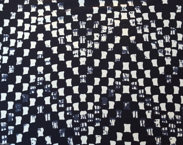 Printed Rayon Spandex Dark Navy Beige