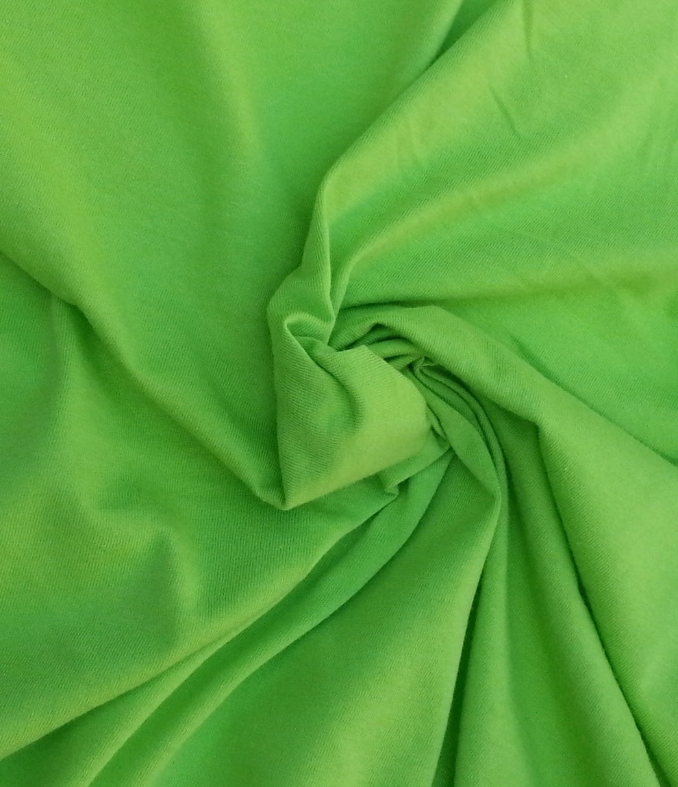 1 Yard Lime Green Organic Cotton Blend Jersey Fabric for T Shirts, Babywear, and Summer Clothing