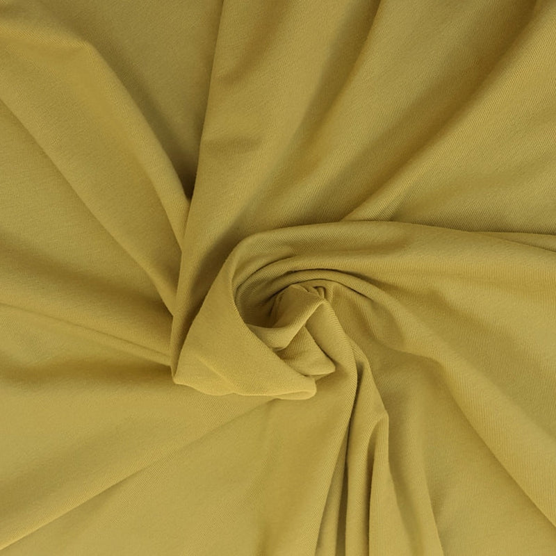 1 Yard Mustard Yellow Organic Cotton Spandex Jersey Knit Fabric 60 Inches Wide