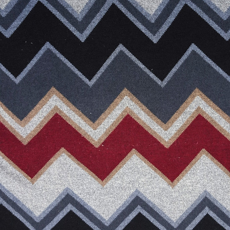 Sweater Knit Chevron Burgundy Black Oatmeal