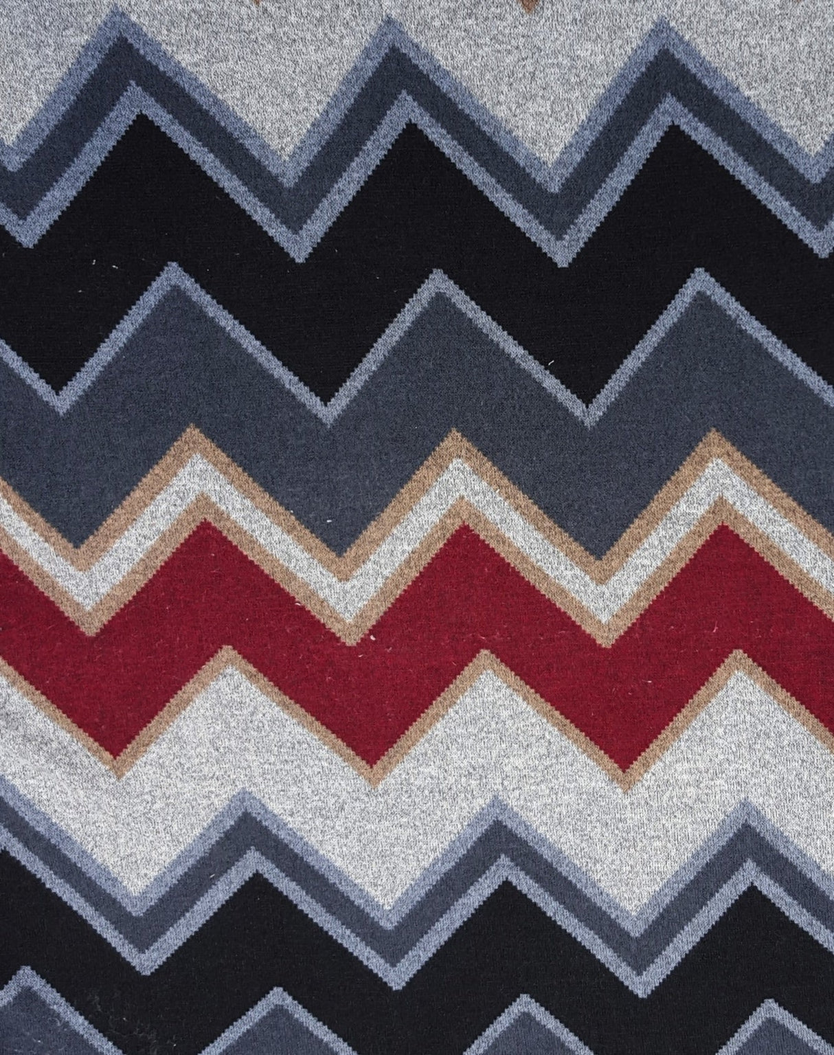 Sweater Knit Chevron Burgundy Black Oatmeal