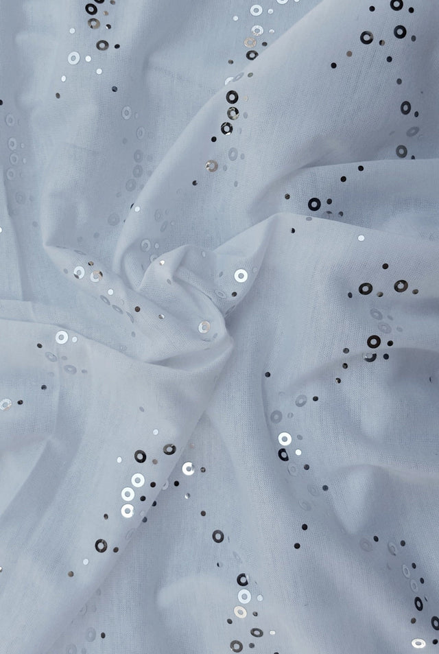 Sequin Jersey White Silver