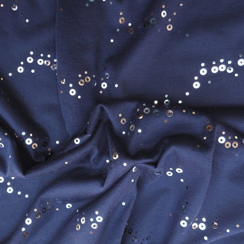 Sequin Jersey Navy Silver