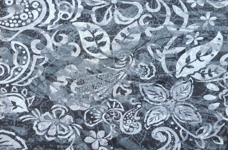 1 Yard Paisley Flower Print Cotton Blend Burnout Jersey Lightweight 58 Inch Width