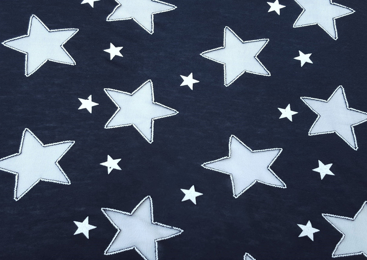 Burnout Jersey Navy Cotton Stars