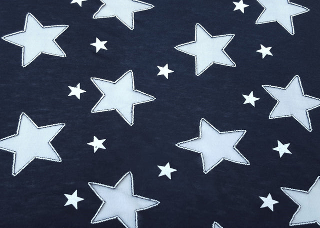 Burnout Jersey Navy Cotton Stars