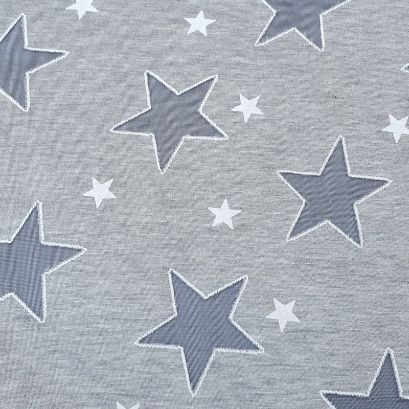 Cotton Jersey Burnout Stars Heather Gray