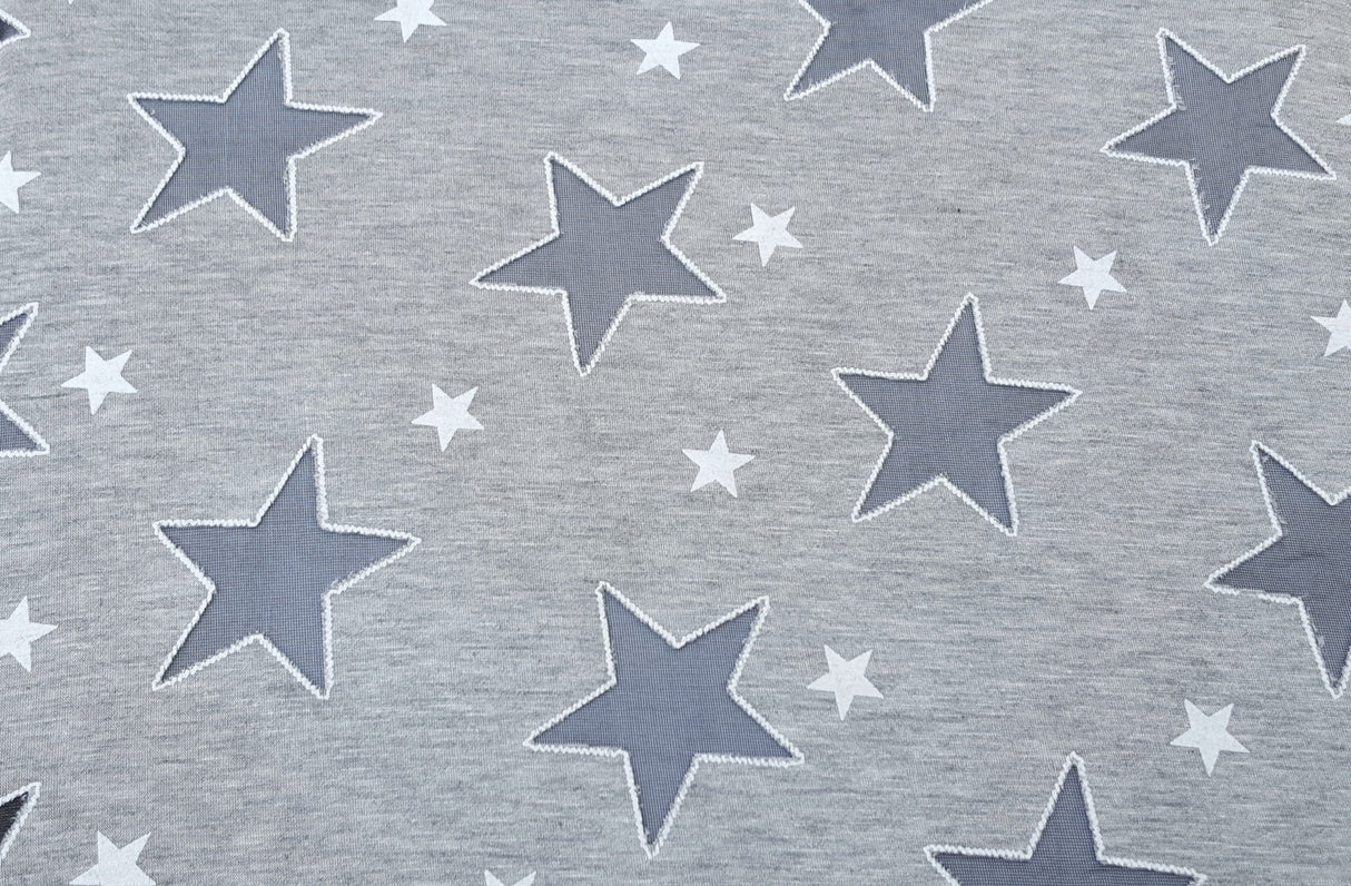 Cotton Jersey Burnout Stars Heather Gray