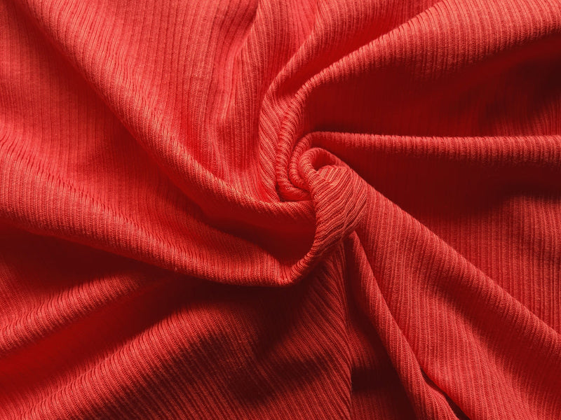 1 Yard Orange 2x2 Rib Pima Cotton Rayon Knit Fabric 58 Inch Width