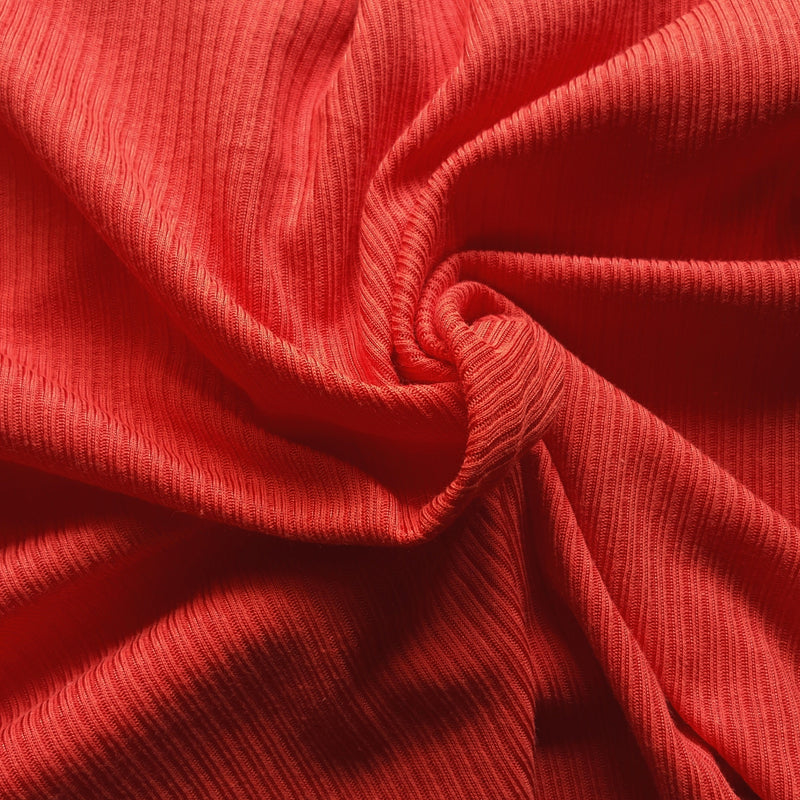 Rib Knit Orange Pima Cotton Rayon