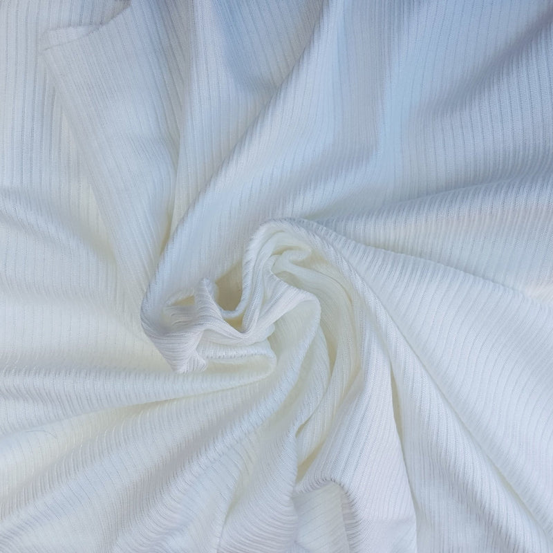 Rib Knit Pima Cotton Blend Off White