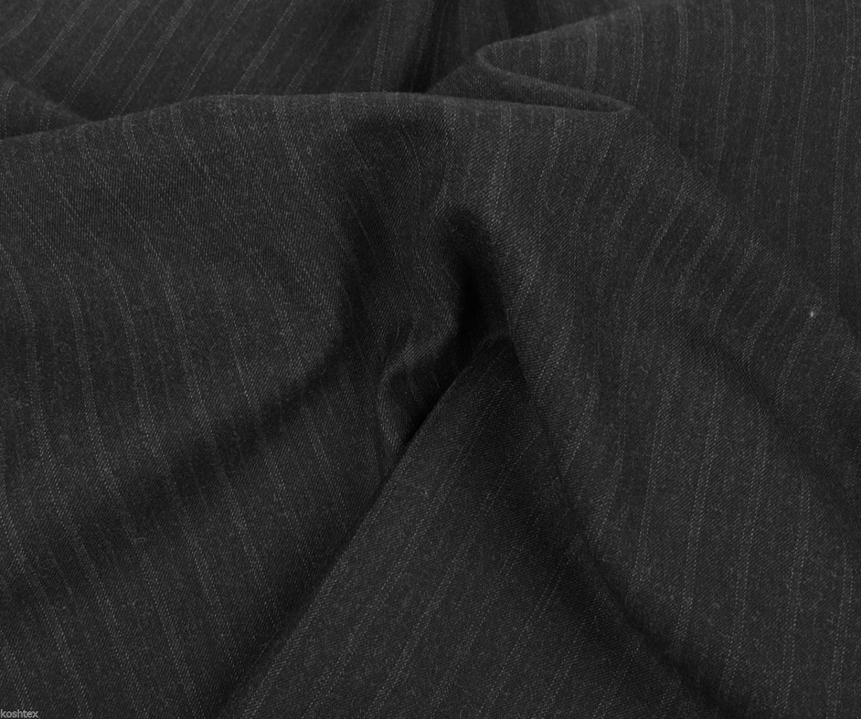 Wool Suiting Charcoal Stripe on Black