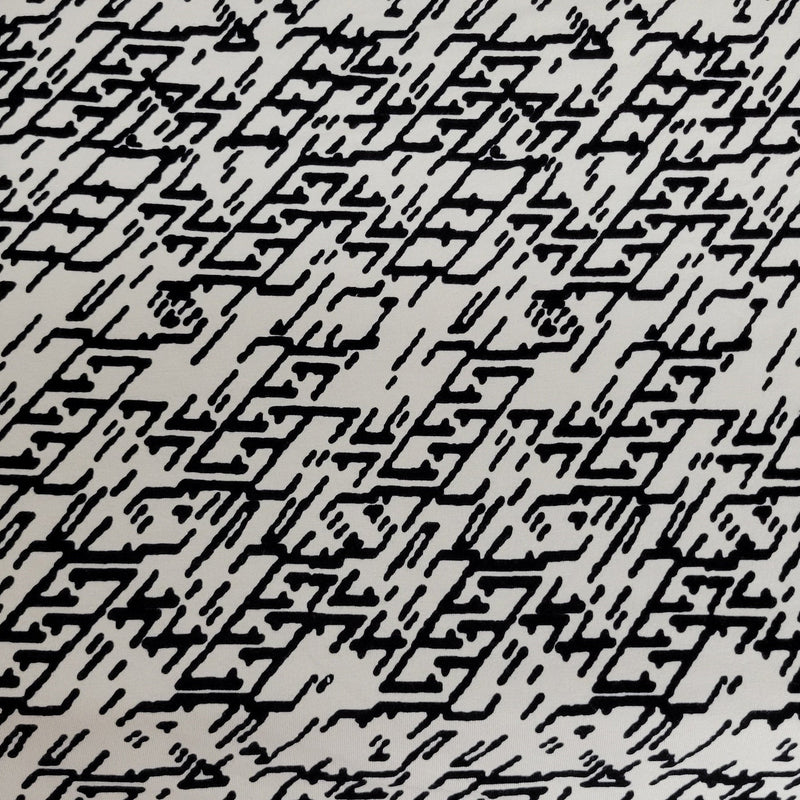Cotton Lycra Tribal Print Black Off White