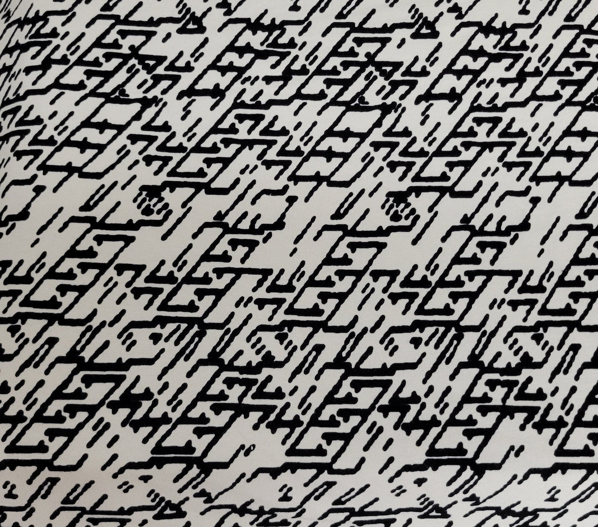 Cotton Lycra Tribal Print Black Off White