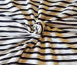 French Terry Knit Off White Black Stripe