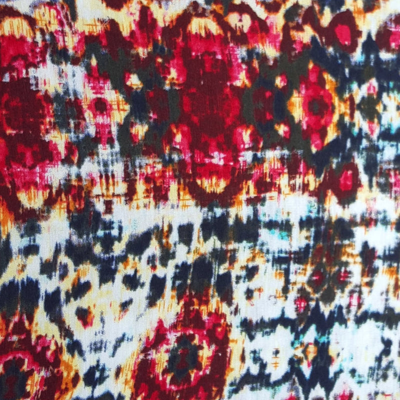 1 Yard Rayon Spandex Tribal Print Jersey Fabric Soft Stretch Knit Material For Fashion Projects